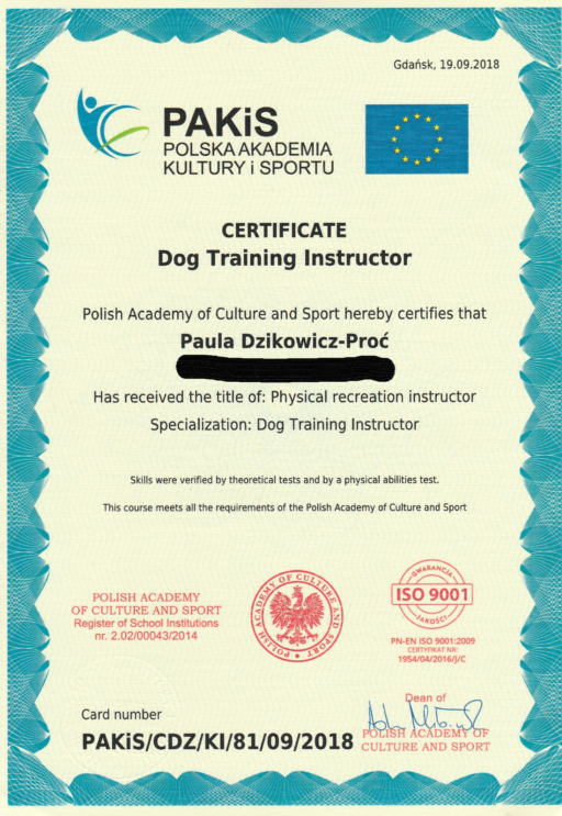 Certyfikat terapia behawioralna